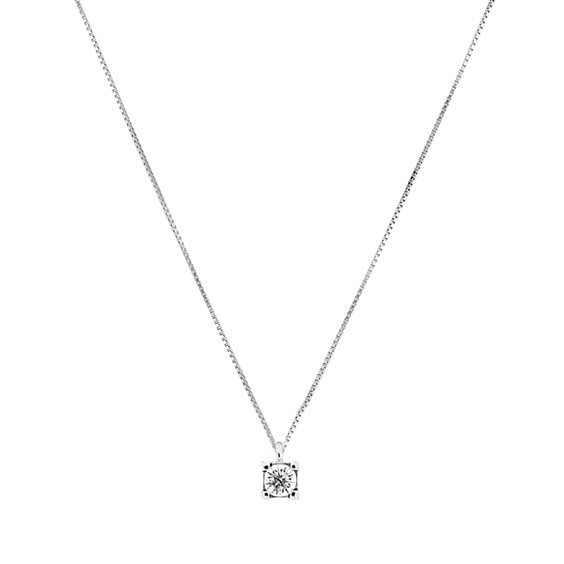 Collana Gazzola Donna Punto Luce  in Oro bianco Diamante 0.18 Ct S-PL-Q-0.18-F-VS - S-PL-Q-0.18-F-VS